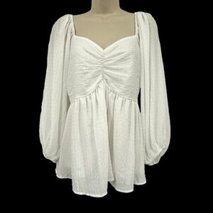 Arula Womens Top 1X Ivory Y2K‎ Babydoll Sweetheart Fairy Cottagecore Peasant NWT